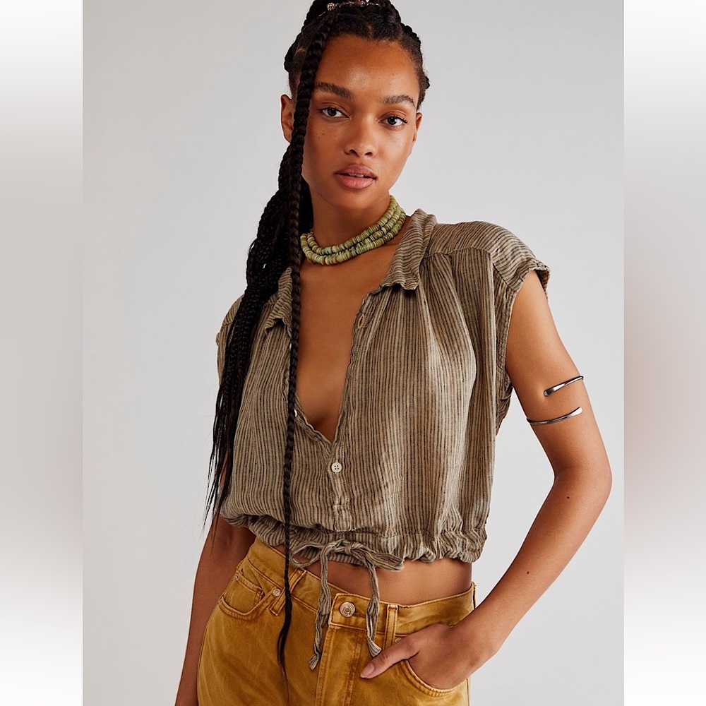 Free People CP Shades Cropped Claire Shirt, size XS